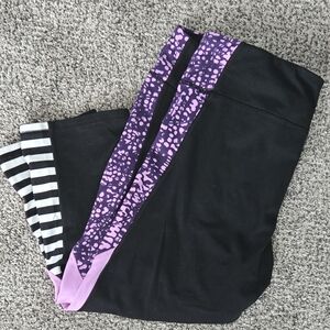 Women's Black and Purple Leggings